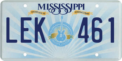 MS license plate LEK461