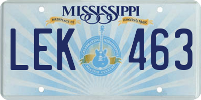 MS license plate LEK463