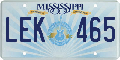MS license plate LEK465