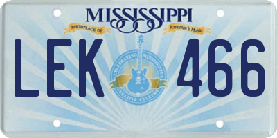 MS license plate LEK466