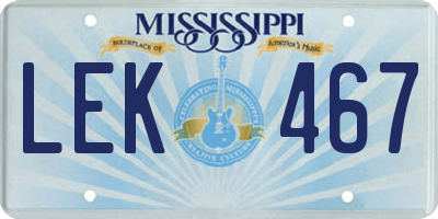 MS license plate LEK467