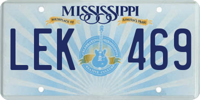 MS license plate LEK469