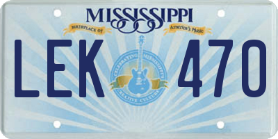 MS license plate LEK470