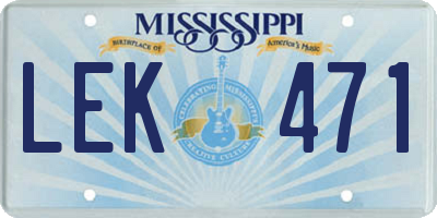 MS license plate LEK471