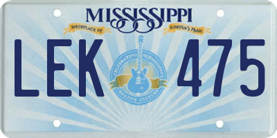 MS license plate LEK475
