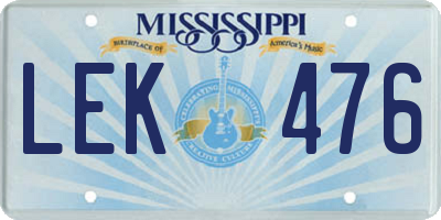 MS license plate LEK476
