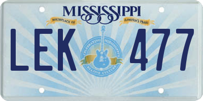 MS license plate LEK477