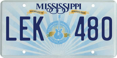 MS license plate LEK480