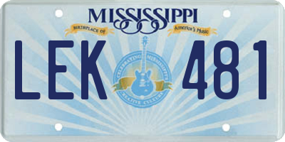 MS license plate LEK481