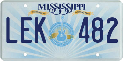 MS license plate LEK482