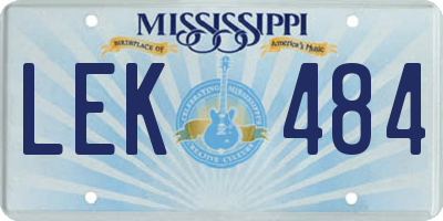 MS license plate LEK484