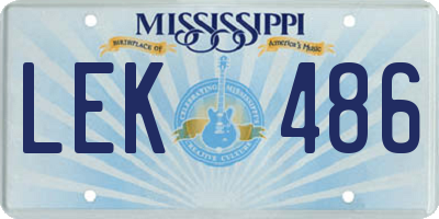 MS license plate LEK486