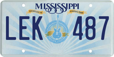 MS license plate LEK487
