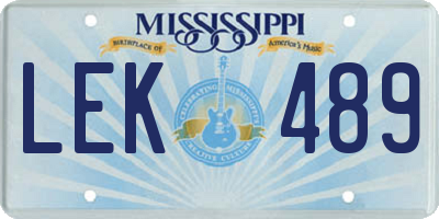 MS license plate LEK489