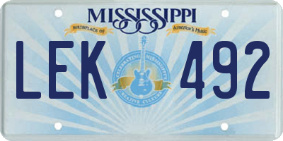 MS license plate LEK492
