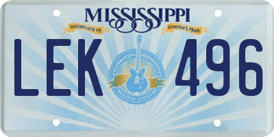 MS license plate LEK496