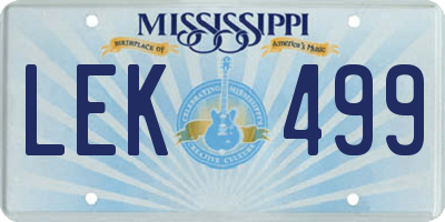 MS license plate LEK499