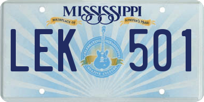 MS license plate LEK501