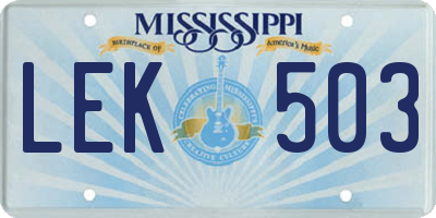 MS license plate LEK503