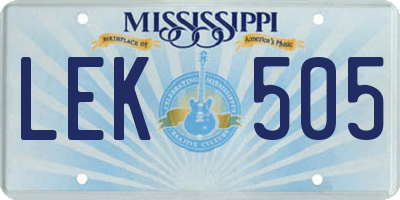 MS license plate LEK505