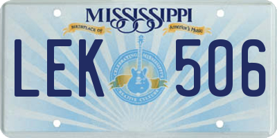 MS license plate LEK506