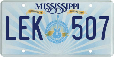 MS license plate LEK507