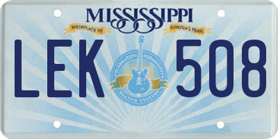 MS license plate LEK508