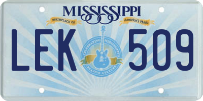 MS license plate LEK509