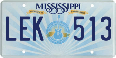 MS license plate LEK513