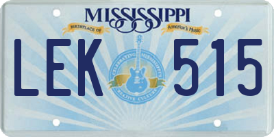 MS license plate LEK515