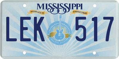 MS license plate LEK517