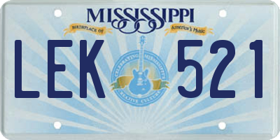 MS license plate LEK521