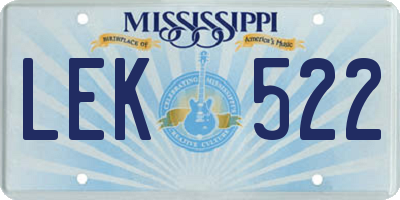 MS license plate LEK522
