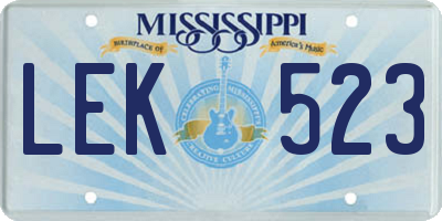 MS license plate LEK523