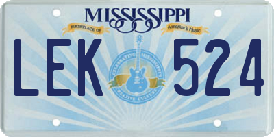 MS license plate LEK524