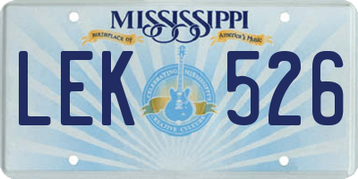 MS license plate LEK526