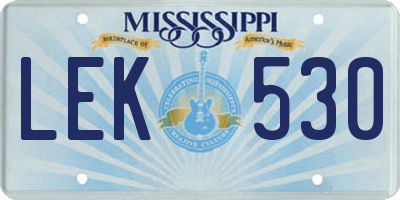 MS license plate LEK530