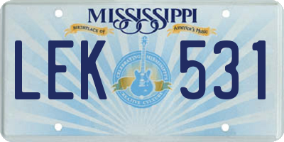 MS license plate LEK531