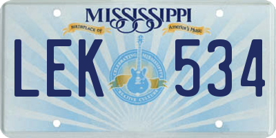 MS license plate LEK534
