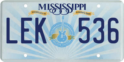 MS license plate LEK536