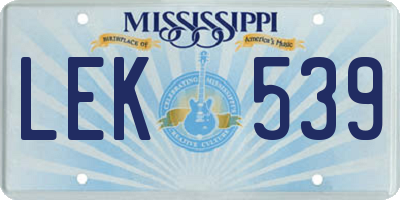 MS license plate LEK539
