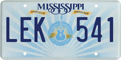 MS license plate LEK541