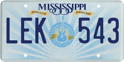 MS license plate LEK543