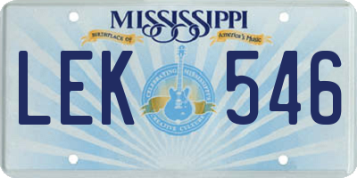 MS license plate LEK546