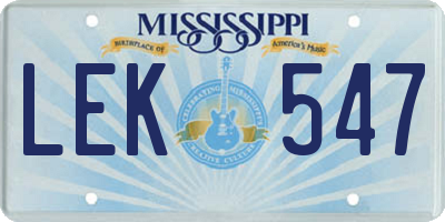 MS license plate LEK547