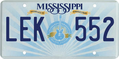 MS license plate LEK552