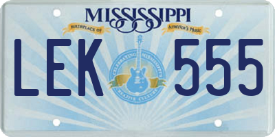 MS license plate LEK555