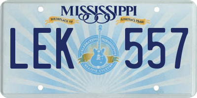 MS license plate LEK557