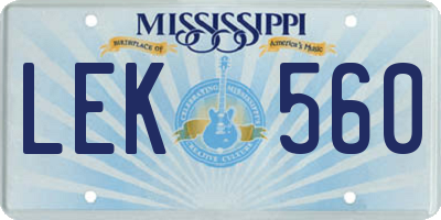 MS license plate LEK560