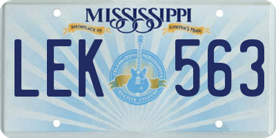 MS license plate LEK563